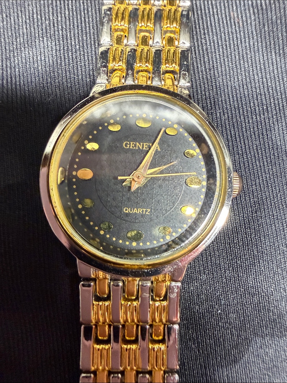 Geneva gold and silver tone colored watch
